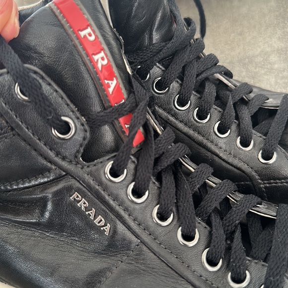 Prada leather hightop sneakers - Picture 8 of 10
